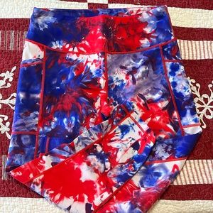 Women’s CVG red white blue tie dye capris